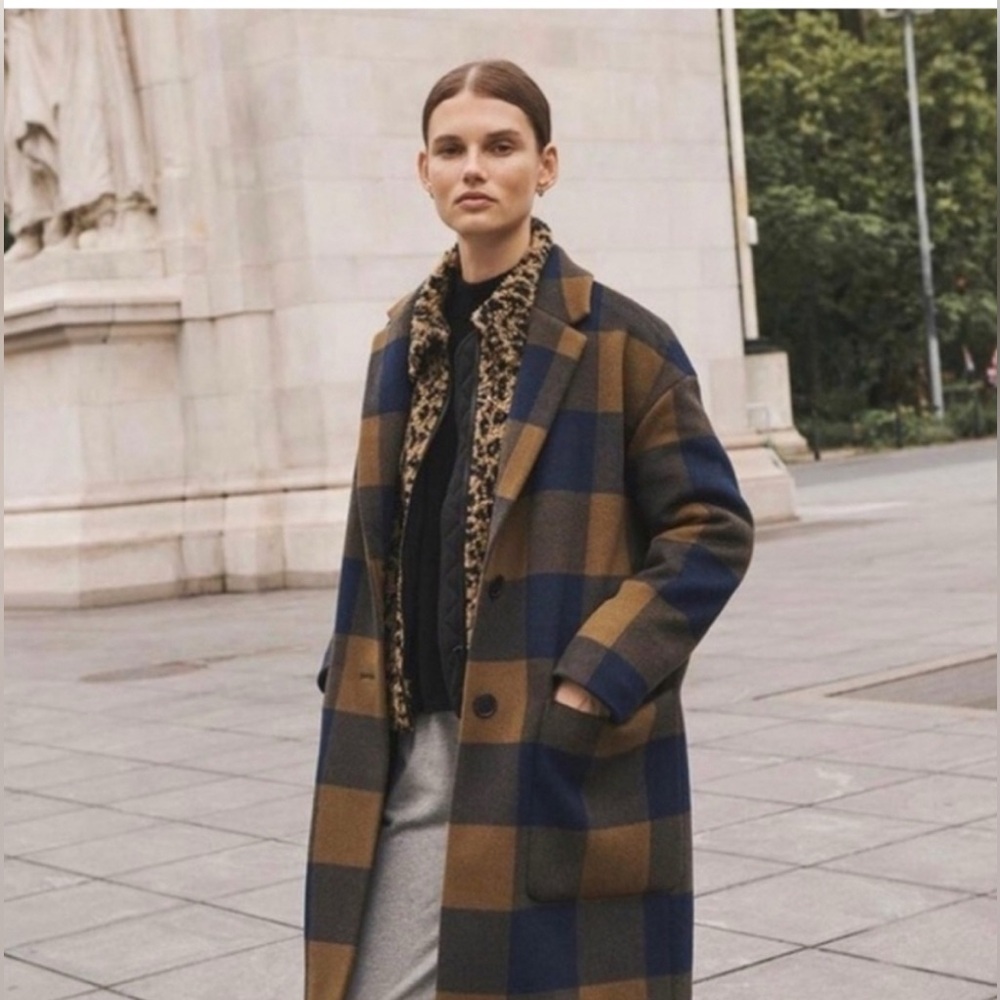 Madewell Elmcourt women’s plaid wool Trench Coat size S #Taylor Swift #Evermore - Picture 11 of 11